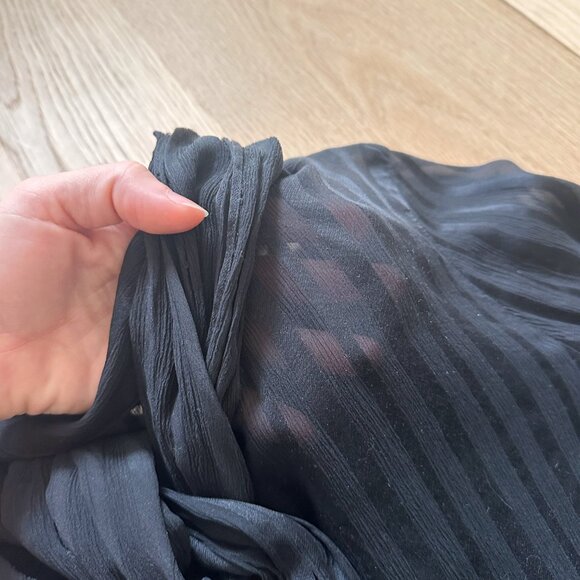 Zara Semi-Sheer Striped Neck Tie Blouse, Size XS - Picture 2 of 4